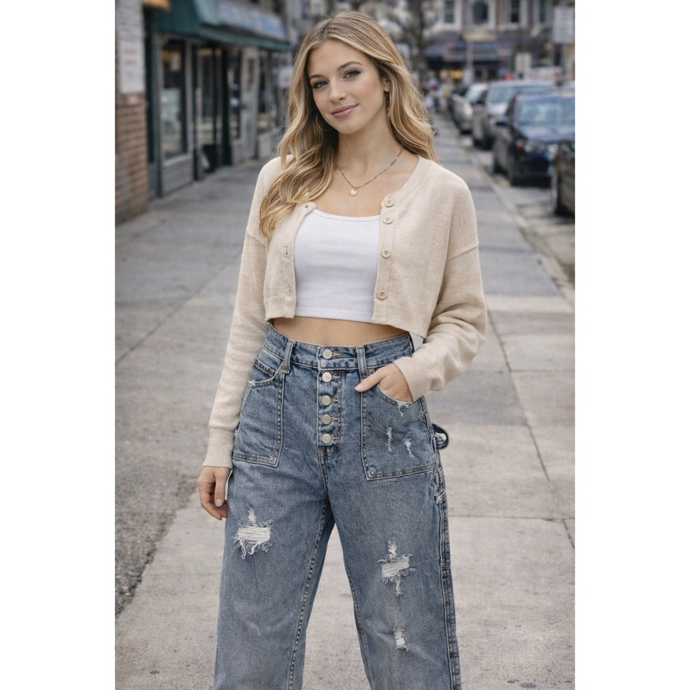 Utility Style High Rise Denim Jeans (size 7 Juniors)